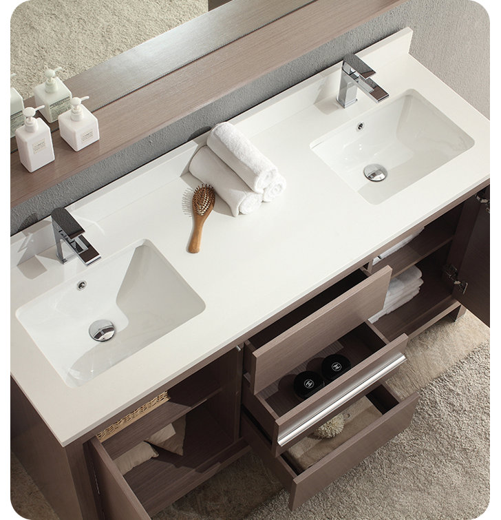 Fresca Allier 60" Double Modern Bathroom Vanity Set with Mirror